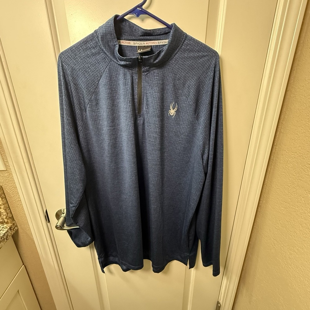 Spyder Active Mens XXL Blue 1/4 Zip Performance Pullover Stretch SPN8400